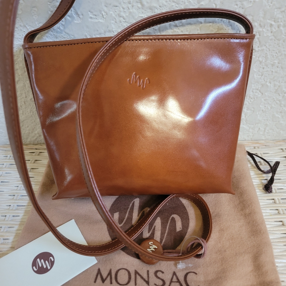 Monsac Brown Leather Crossbody Bag
